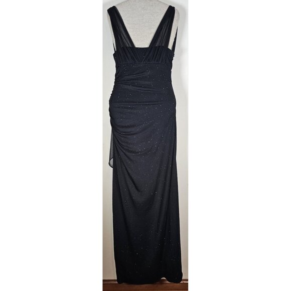 Betsy & Adam by Linda Bernell Size 6 - Black Stretch Sparkle Formal Prom Dress - Picture 5 of 9